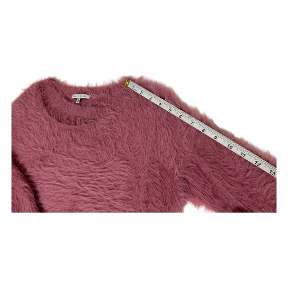 Ivory Rose Womens Size L Fuzzy Pink Asymmetrical Cutout Sweater Y2K Whimsygoth - Picture 11 of 12